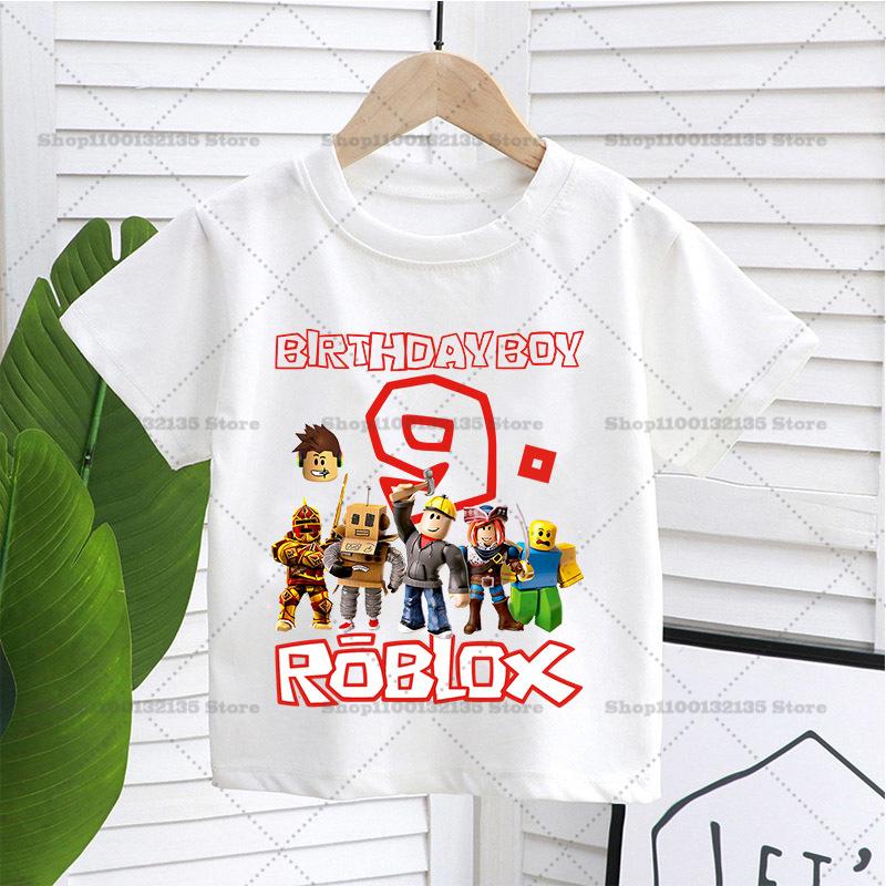 Sommer Roblox Junge Mädchen Geburtstag Zahl T-Shirt Kinderkleidung Baby Baumwolle T-Shirts Party Kurzarm Oberteile Kleinkind Geschenke 120