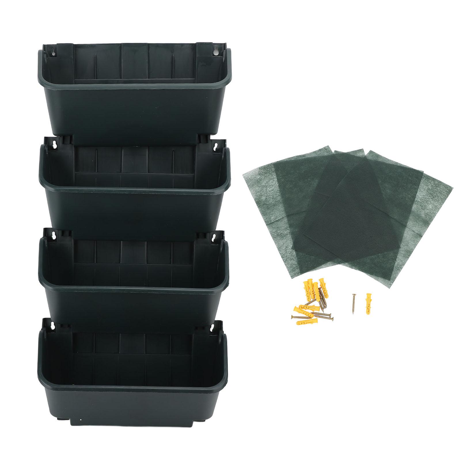Vertikales Wandpflanzer-Set, Kunststoff, atmungsaktiv, platzsparend, 4 Töpfe, zum Aufhängen, vertikaler Wandblumentopf