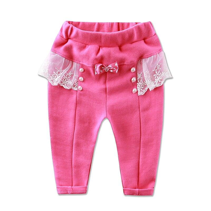 Neugeborene Mädchen Säuglingskleidung Baumwolle Winter Frühling Hosen Hosen bestickte Perlendekoration Spitze Mesh Kinderbekleidung Aapparel 80 rosa
