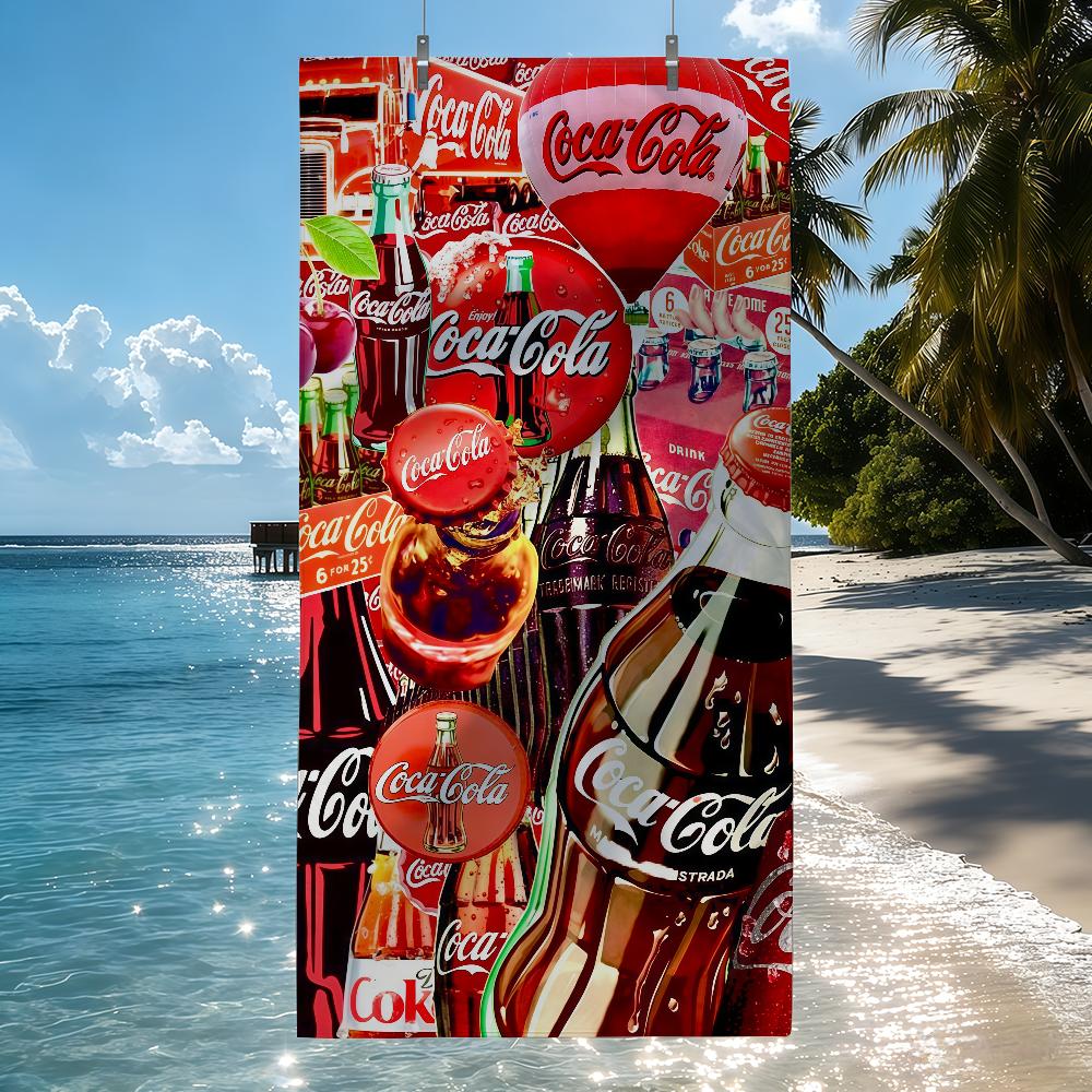 Retro Mode C-Coca-C-Cola Handtuch Schnelltrocknend Strandhandtücher Sind Geeignet Für Schwimmbäder Camping Yoga Und Das Fitnessstudio W100*H200(CM)