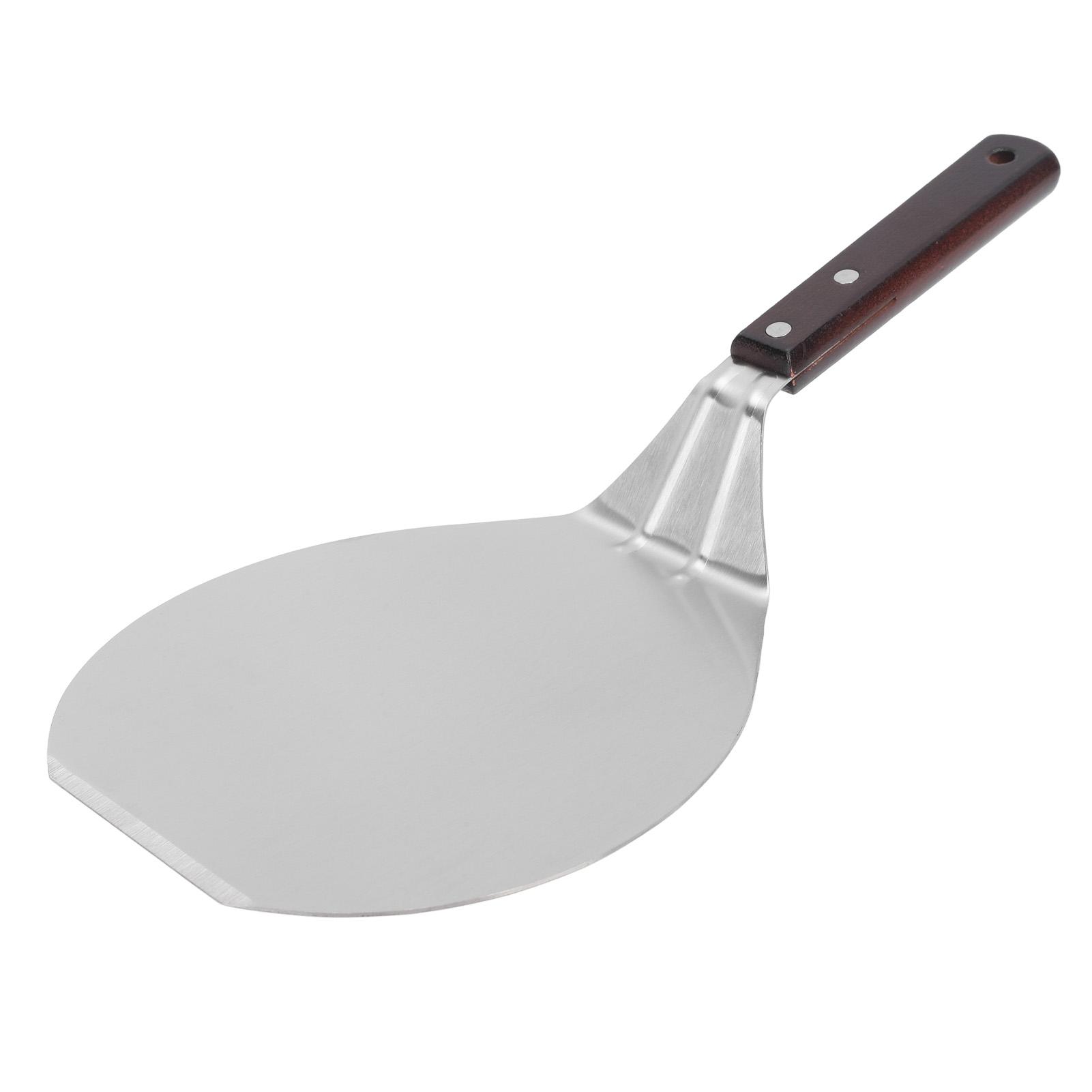 Küchenspatel Professionell Lebensmittelqualität Edelstahlklinge Spatel für Kuchen Pizza Pfannkuchen Quadratisch Round Pizza Spatula, Wooden Handle