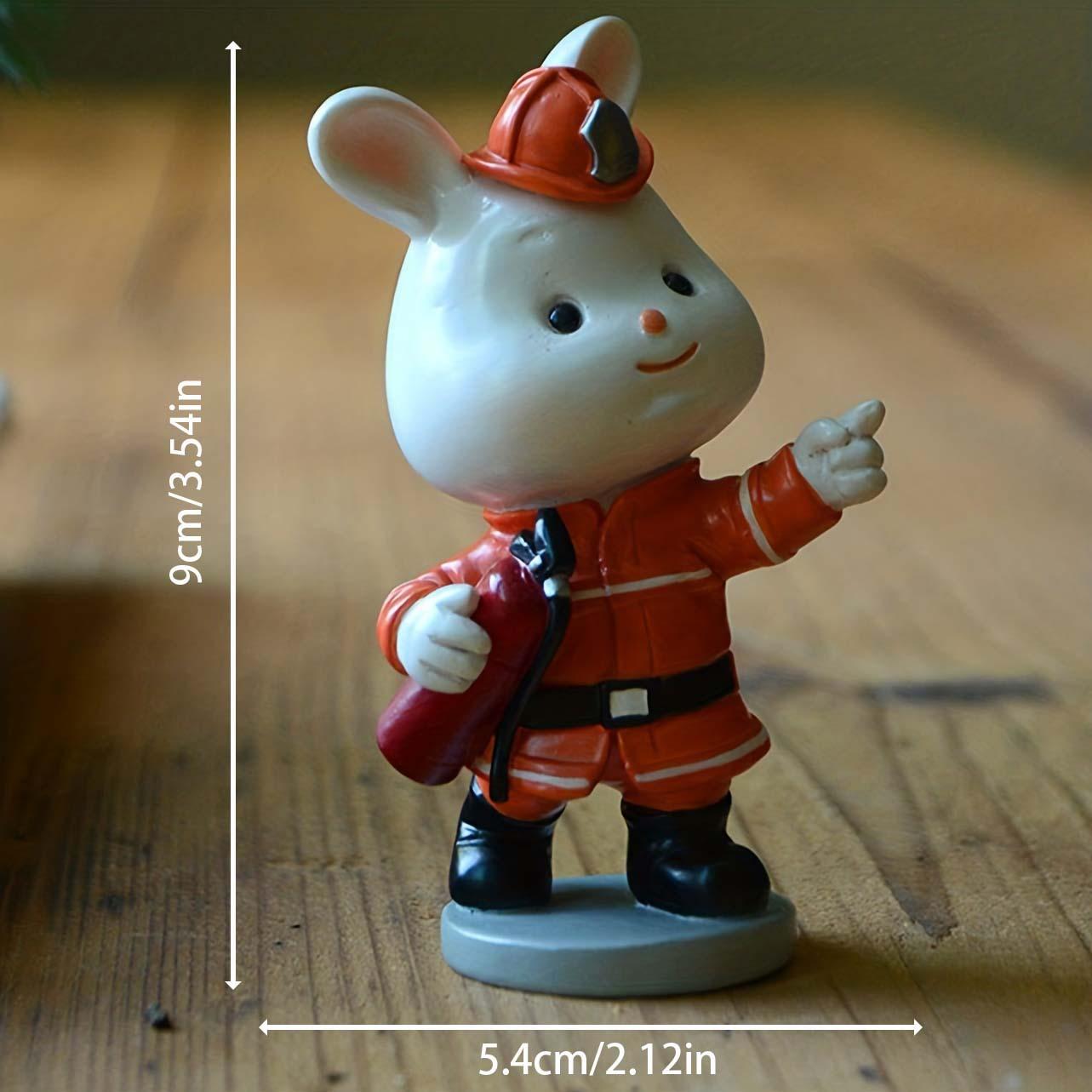 1 Stück Professionelle Polizei-Hasen-Dekorationen, Heimdekoration, Dekorationen, Kunstharz, Basteldekorationen, Bürozimmer, Cartoon-Figuren firefighter