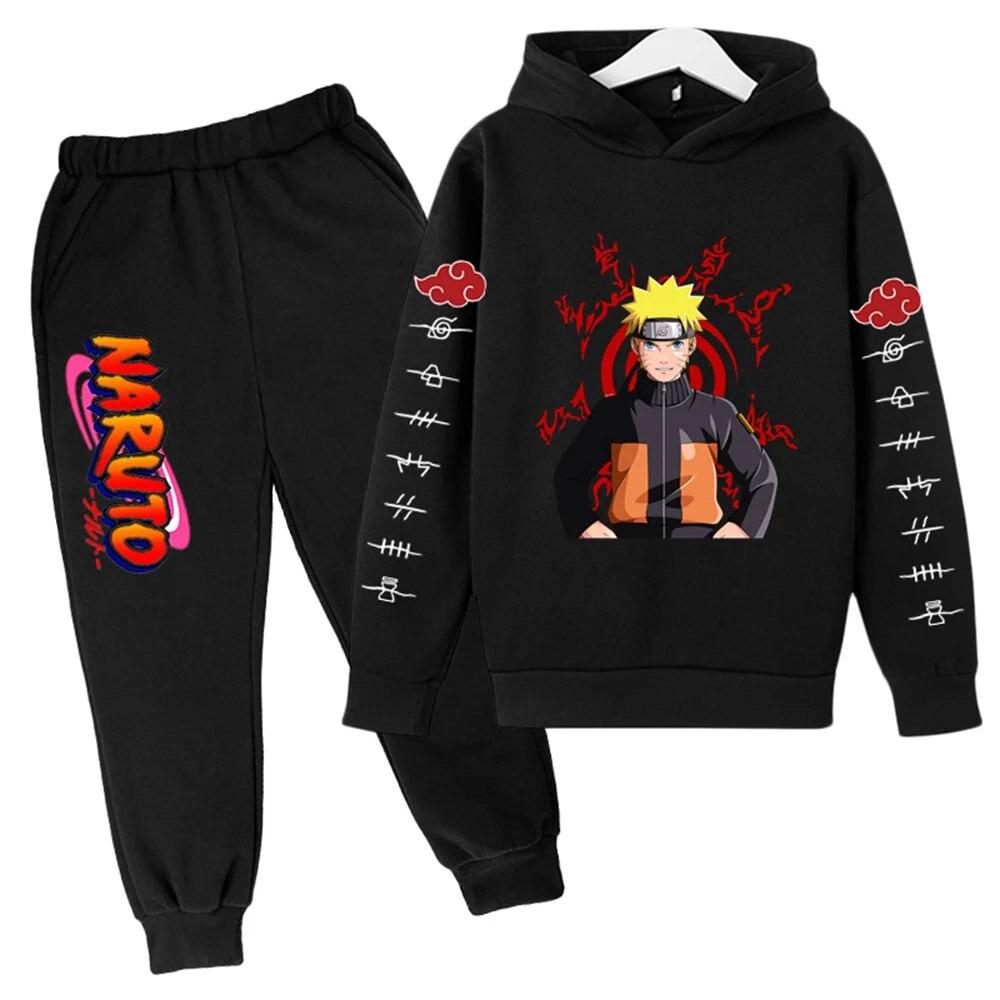 Naruto Hoodie Kinderkleidung Jungen Hoodies Avatar Kakashi Harajuku Lose Sweatshirts Top Herbst Frühling O-Ausschnitt Kinder Pullover Sets 130