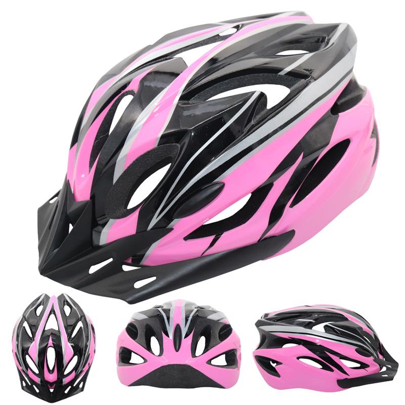Fahrradhelm, Fahrradhelm, Komfortfutter, leicht, hohl, für Herren und Damen, verstellbar, Reitsicherheit, Kopfschutz, Fahrrad-MTB-Helm, Neu rosa/schwarz