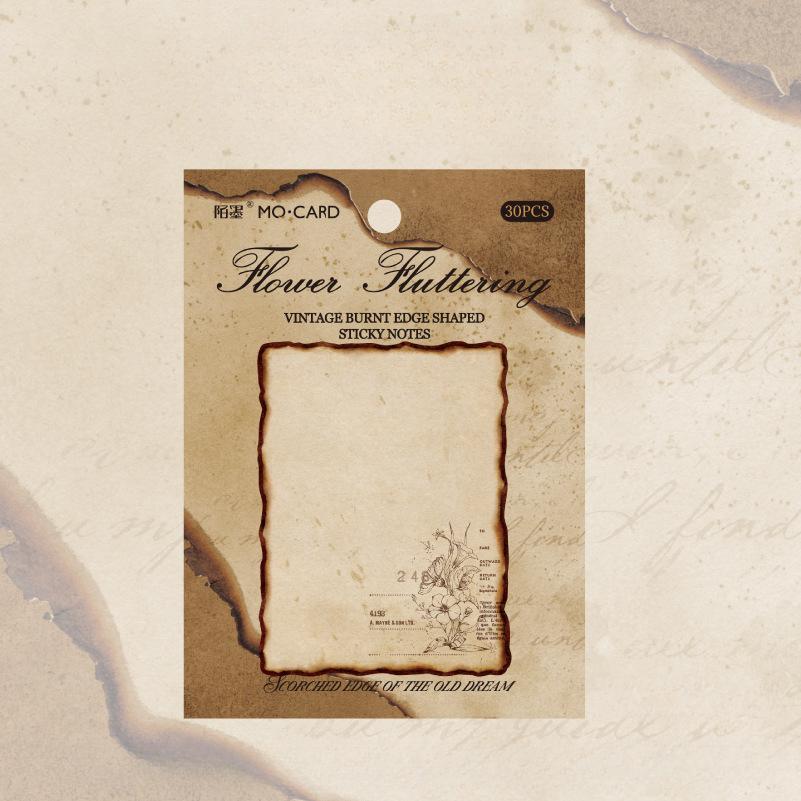Vintage gebrannte Haftnotizblöcke Retro Pflanze Schmetterling selbstklebend Memo Notizblock Bürobedarf Planer