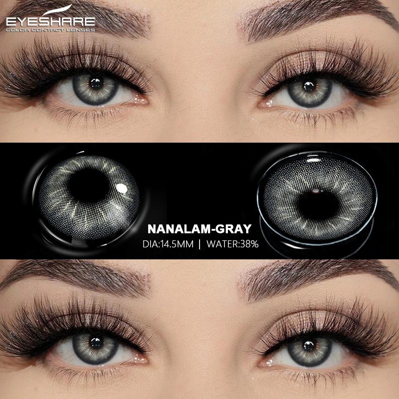 EYESHARE Neue farbige Kontaktlinsen, natürliche Schönheitslinsen nach dem täglichen Make-up, blaue Linsen, braune Kontaktlinsen, grüne Schönheitslinsen, 1 Paar