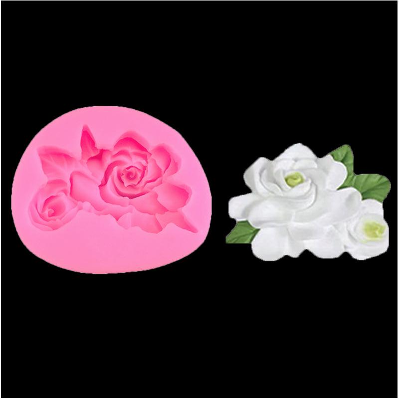 Gardenia-Blumen-Silikonform zum Backen von Kuchen, Dekorationswerkzeugen, 3D-Fondant-Schokoladenformen, Seife, Süßigkeiten, Gebäck Gardenia rosa