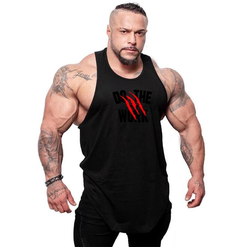 Muscleguys Sommer Herren Baumwolle Kausal Tank Top Bodybuilding ärmelloses T-Shirt Muskeltraining Westen Gym Kleidung Fitness Sport Singlet XL schwarz