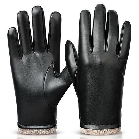 Winter-Handschuhe aus schwarzem Echtleder für Herren, warm haltende Herren-Winterhandschuhe, einfache Herren-Lederhandschuhe aus Hirschleder XL schwarz