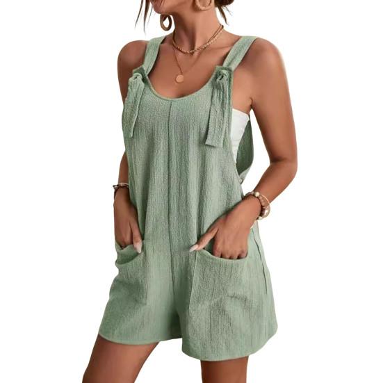 Damen Ärmelloser Jumpsuit Sommer Lässig Kurze Overalls Locker Baumwolle Jumpsuit XXXXL hellgrüne