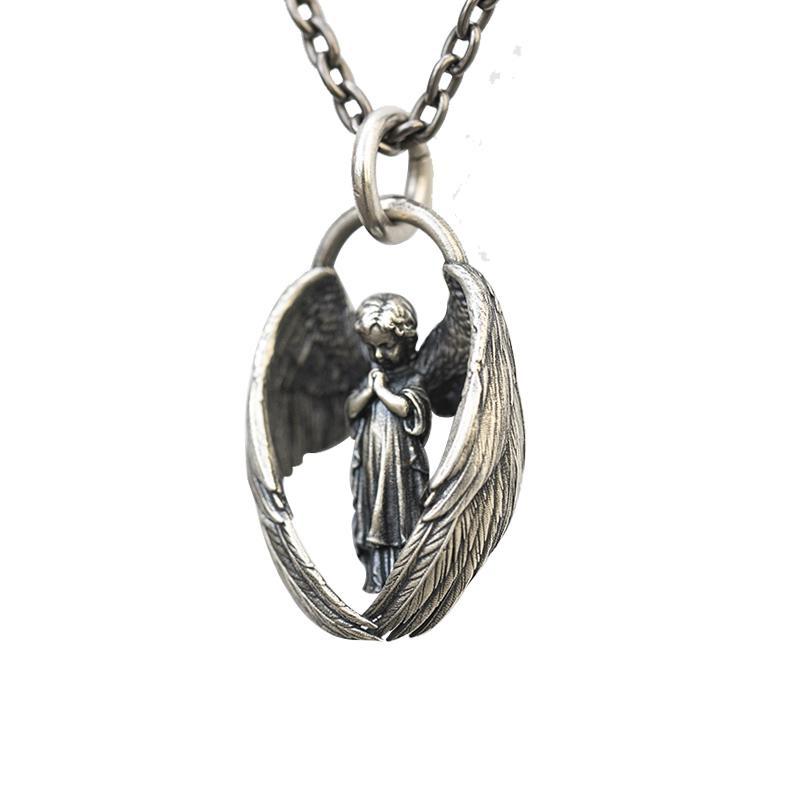 Du bist mein Engel-Anhänger-Halskette, Schutzengel-Amulett-Halskette für Männer und Frauen, Geburtstagsgeschenke, guter Glücksschmuck silber
