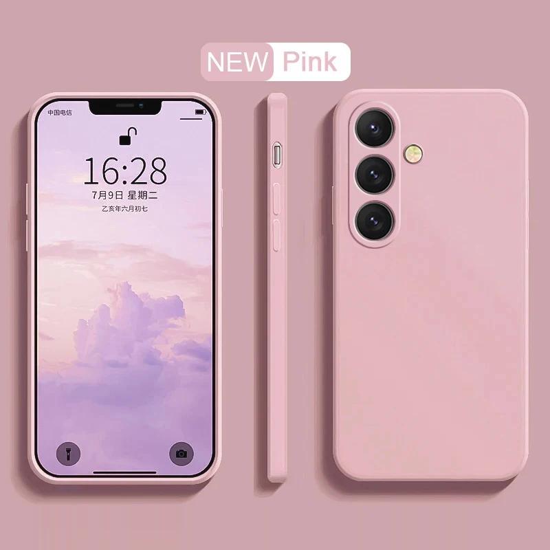 Flüssigsilikon Handyhülle für Samsung Galaxy S21 S22 S23 S24 S25 UItra Plus S23 S24 FE leicht farbenfroh Weiche Rückseite For Galaxy S23 FE rosa