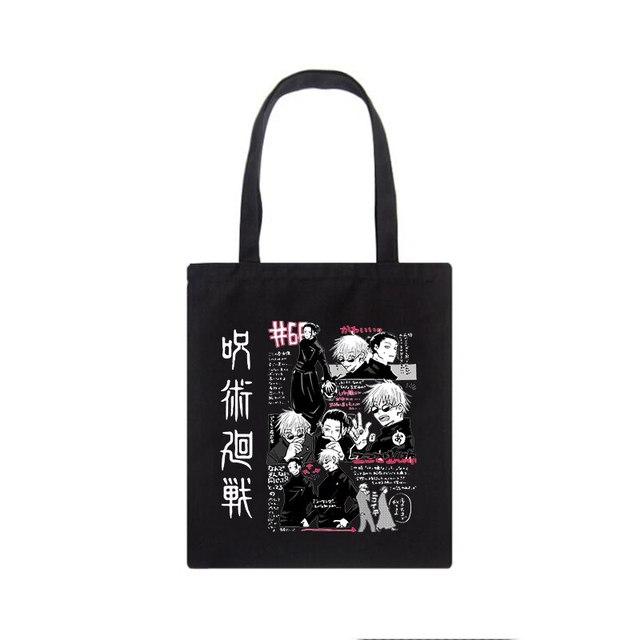 Jujutsu Kaisen Canvas Tasche Japanische Anime Frauen Umhängetasche Frauen Tote Harajuku große Kapazität Vintage Goth Cartoon Shopper Taschen 24*26cm