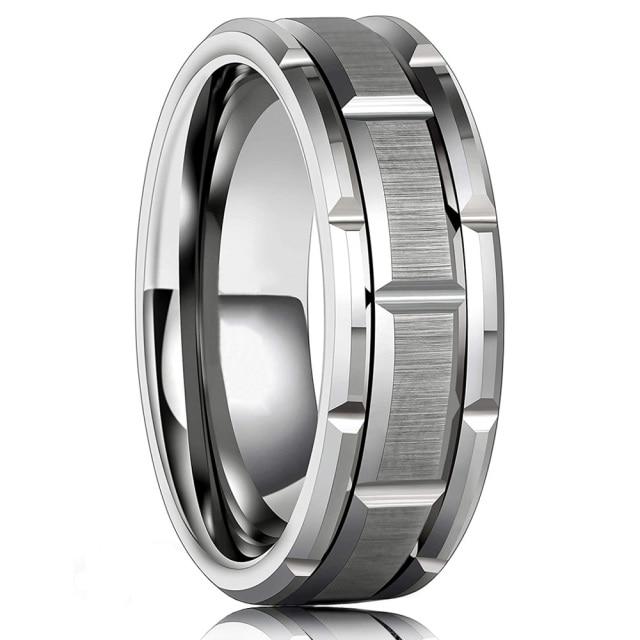 Herrenmode, schlichter Wolframkarbid-Ring in Goldfarbe, geriffelt, Verlobung, Ehering, Party, Jahrestag, Geschenk, Schmuck 10 silber