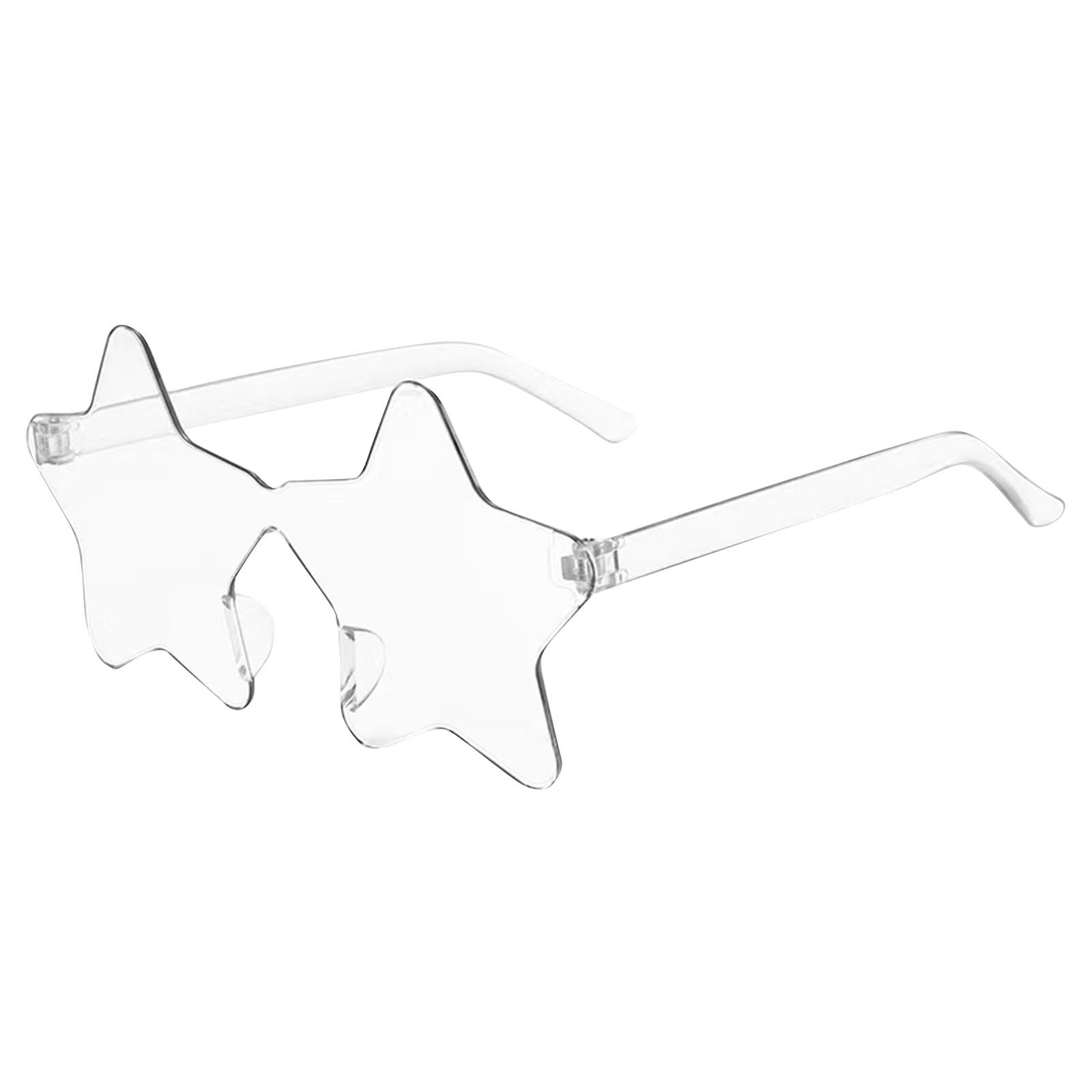 Randlose Sonnenbrille in Sternform, transparente Sonnenbrille in Bonbonfarbe, Party-Sonnenbrille für Mädchen, Jungen, Frauen One Size