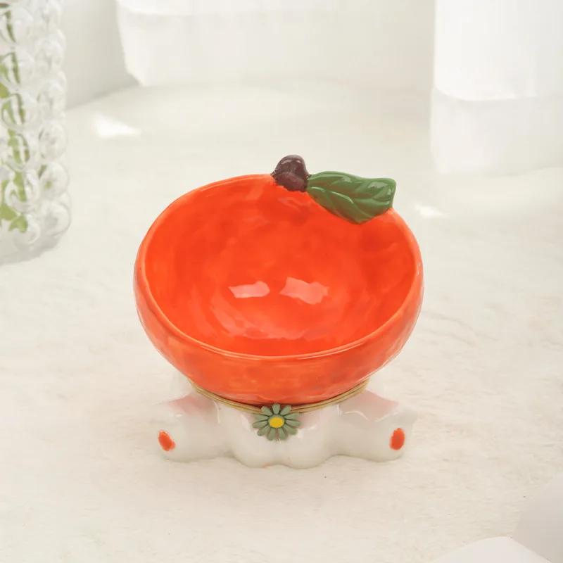 Katzen-Frucht-Keramiknapf, erhöht, Tierfutter, Wassernäpfe, erhöht, kleine Hunde, geneigt, trinken, fressen, Futterspender, Welpen, Katzen, Zubehör red