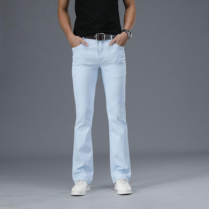 Ausgestellte Herren-Jeans mit Boot-Cut-Bein und ausgestelltem Bein, lockere Passform, klassische, lässige Stretch-Jeans für Herren 36 himmelblaue