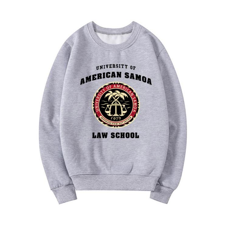 American Samoa University Law School Unisex Pullover Rundhals-Sweatshirt Hoodie Grafik Streetwear Oberteile für Damen Bekleidung M graue