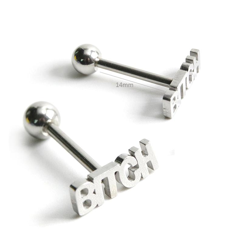 Punk Edelstahl Finger Kuss Zunge Ringe Körper Langhantel Ring Piercing Schmuck white