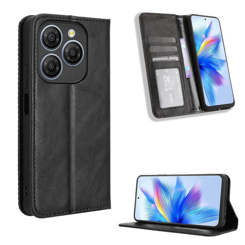 Flip Cover für Blackview Shark 9 Ledertasche [Flip Vintage Leder] Stoßfeste langlebige Retro-Telefontasche for Blackview Shark 9 schwarz