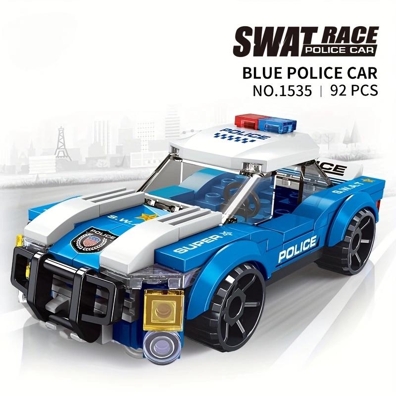 100 + PCS Bausteine Kit Spielzeug Blau Polizei Auto Spielzeug Geschenk Polizei Serie Auto Kinder Erwachsene Glücklich Geschenk