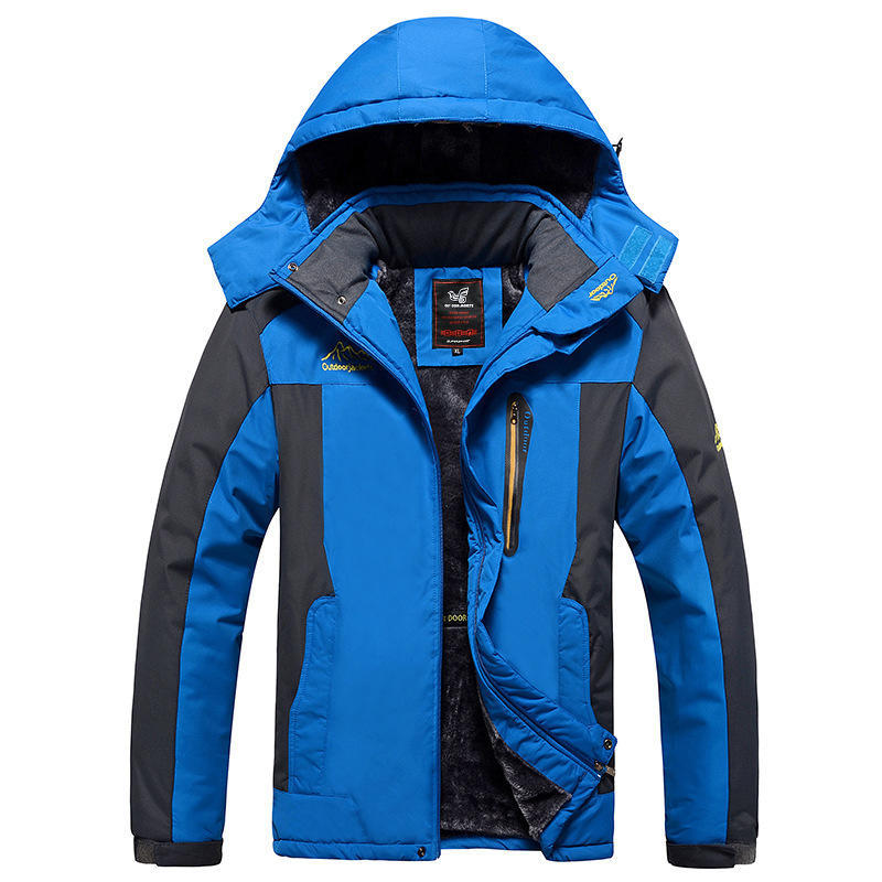 Herren Herbst und Winter Warme Jacke Jacke Outdoor Wandern Softshell Warme Jacke Plus Größe Gepolsterte und Verdickte Jacke 8XL blau