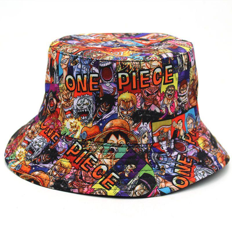 Anime One Piece Cosplay Luffy Print Fischerhut Bucket Hat für Outdoor-Sonnenschutz ONE PIECE