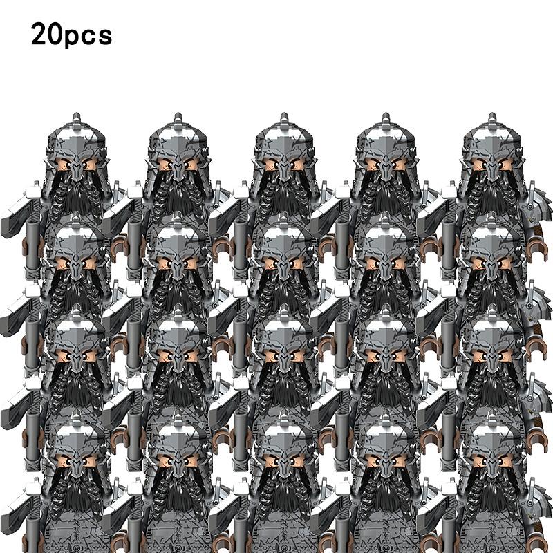 20 stücke Mittelalterlichen Ritter Gruppe Baustein Militär Figuren Zubehör Krieger Modell Teile DIY Spielzeug für Kinder