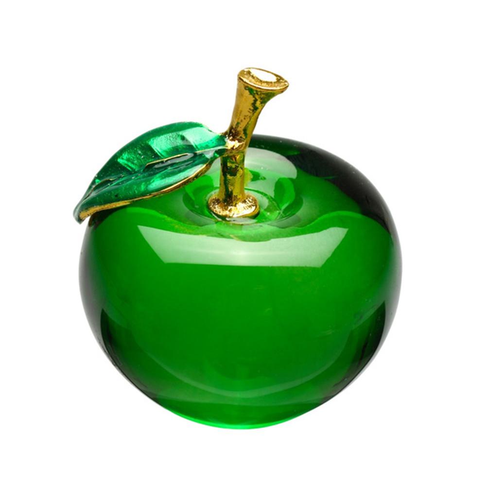 50/60 mm 3D-Glasur K9 Kristall Apple Crafts Figur Glas Briefbeschwerer Weihnachtsgeschenke Home Desktop Dekor 60mm grün