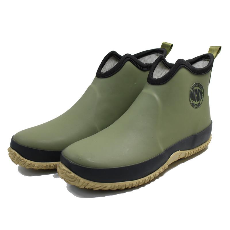 Mode Herren Gummischuhe Wasserdichte Herren Regenstiefel Neue Herbst Herren Kurze Stiefeletten Männliche Regenstiefel Plateau Galoschen Schuhe 42 grün