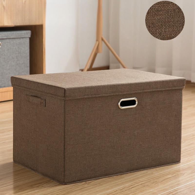 Hochwertige extra große Aufbewahrungskörbe mit Deckel, Handheld-Aufbewahrungsbox für Kleidung, Stoff-Aufbewahrungsbox, Organizer für Spielzeug und Kleidung 2XL braun
