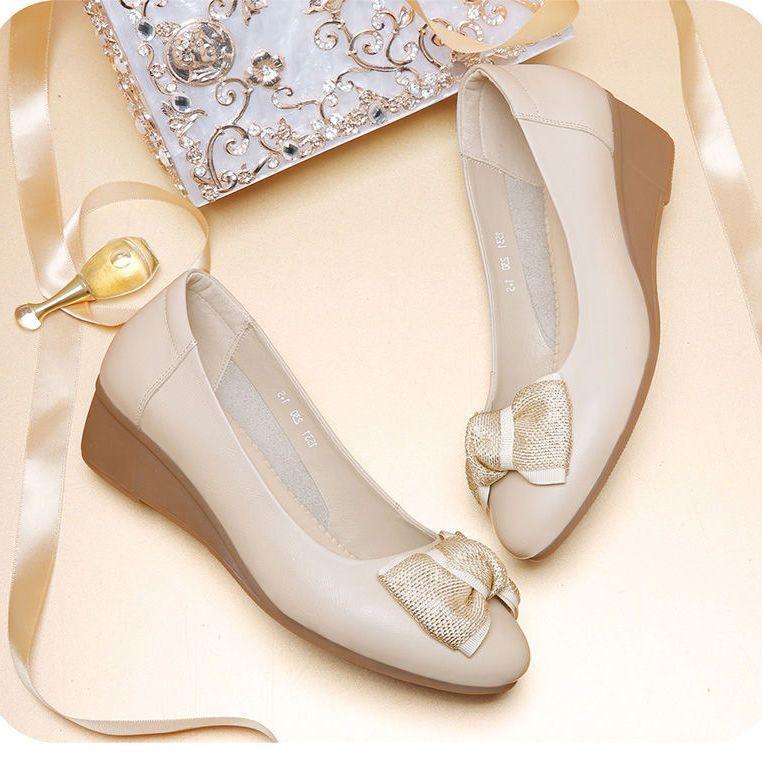 Damenschuhe mit flachem Boden, schrägem Absatz, rutschfest, für Frühling und Sommer, flache, lässige Schleife, Damen-Einzelschuhe, Damenschuhe 40