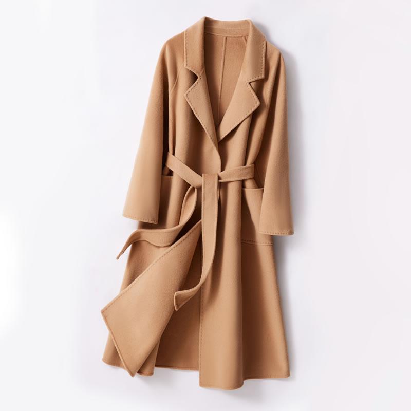 100% Wolle Damen Mantel MODERN NEW SAGA Herbst Wolle Langer Mantel HandgemachtEr Erbsenmantel Winter Warme Wolle Lange Jacke Kaschmir Mantel S kamelfarben