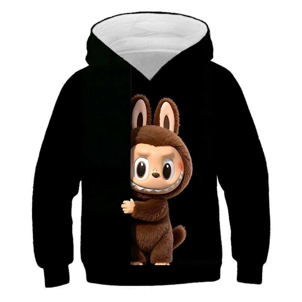 Heiß verkaufter Artikel LABUBU 3D-gedruckter Kinder-Hoodie Herbst und Winter Jungen Mädchen Langarm-Pullover Kinderbekleidung 100