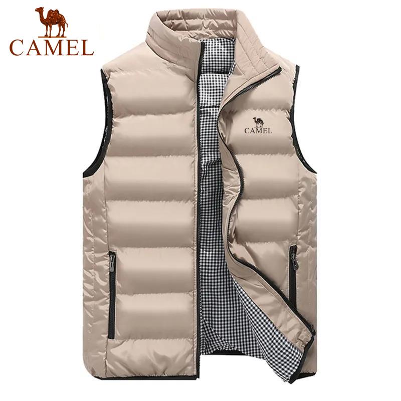Camel Stickerei Herren Herbst Winter Hochwertige Baumwolle Tank Top Jacke Mode Lässig Komfort Ärmellos Verdickte Jacke 2XL