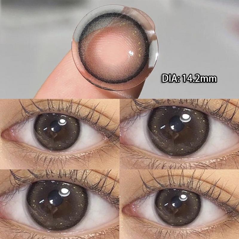 MillCreek 2 Stück/Paar Kontaktlinsen 14,5 MM Myopie Kontakt Kosmetische Kontaktlinsen 0,00~-8,00 0.00 hellbraun