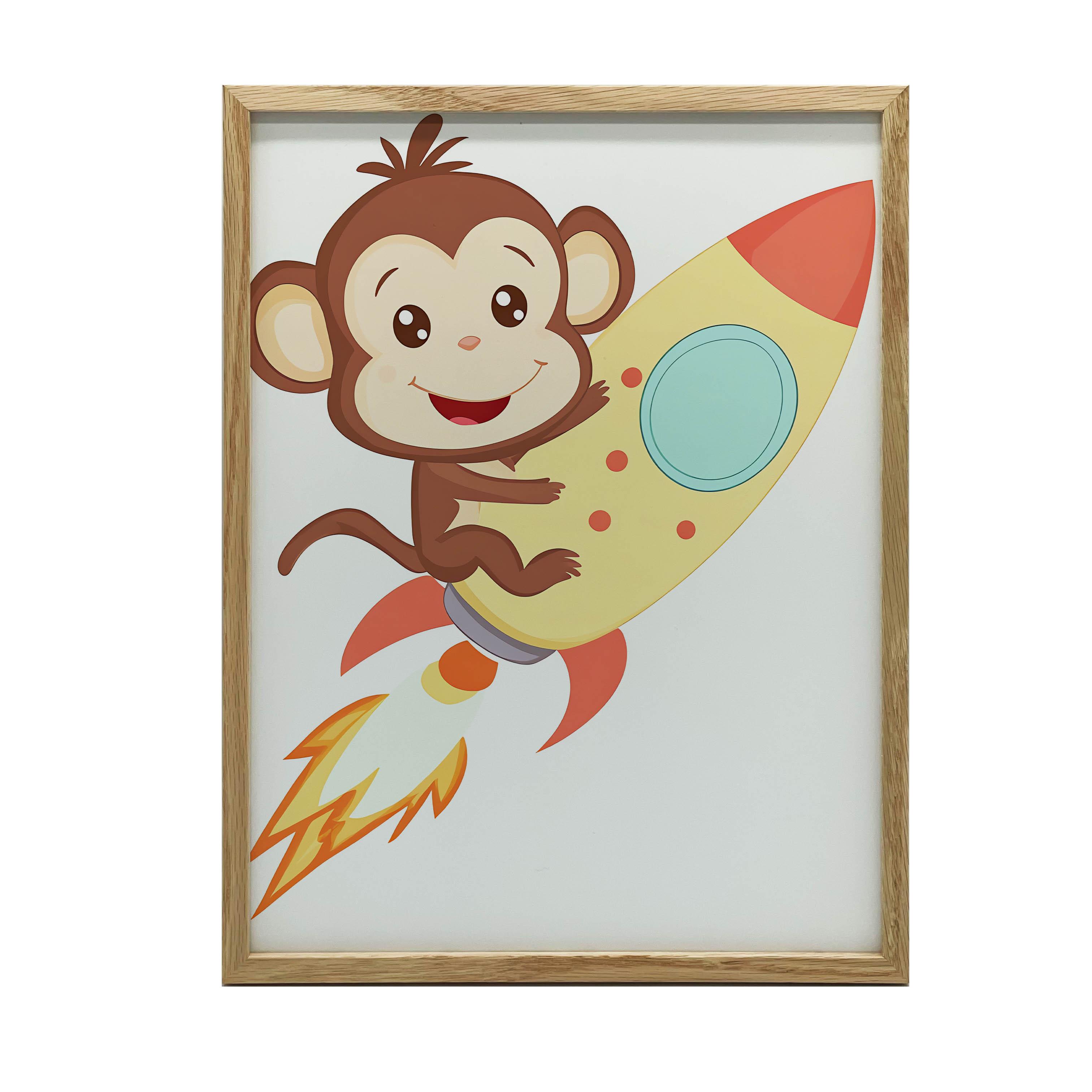 Poster Affe im Weltraum Poster Affe im Weltraum, 50X70 cm, Aluminiumrahmen Gold, Mattes Papier 230 g/m² 54