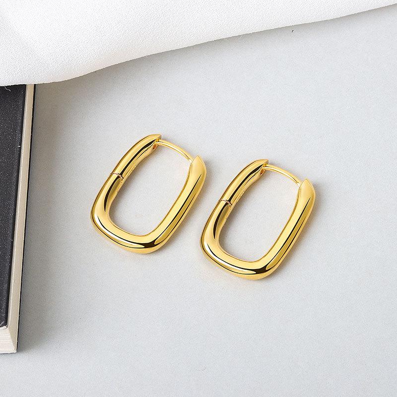 ANENJERY Damen-Modeschmuck, O-Ring-Ohrringe, geometrischer französischer Goldschmuck, Party-Accessoires, Geschenk gold