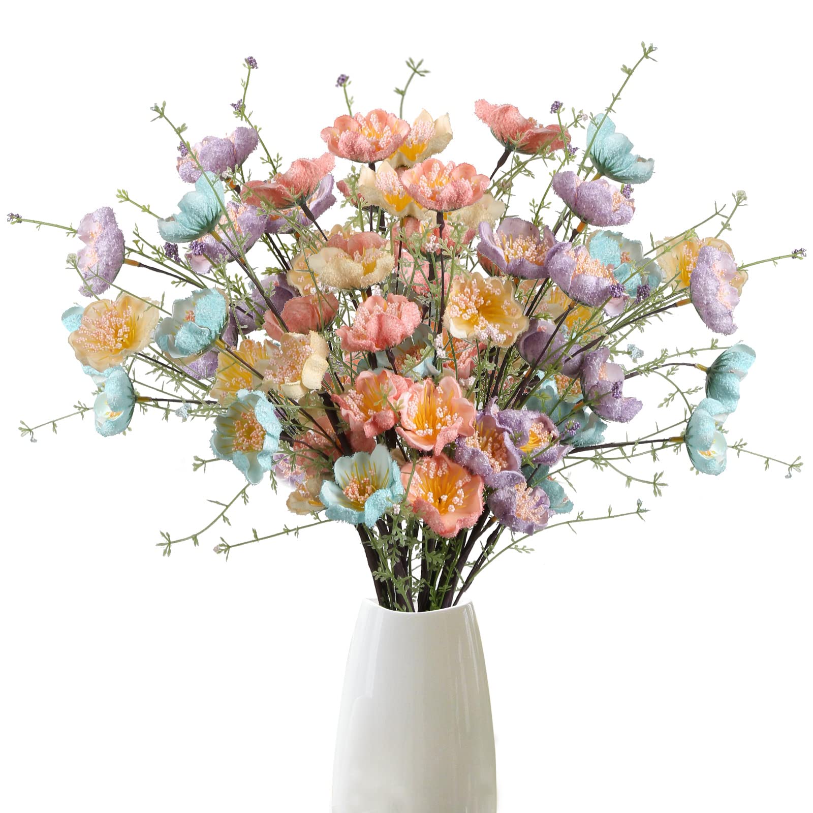 8 Stück künstliche Blumen, 60 cm, künstliche Rhododendron-Blumen, Schaumblumen, Azaleen-Blumen, künstliche Blumen für Zuhause, Tische, Hochzeit, Küche, Dekoration bunt