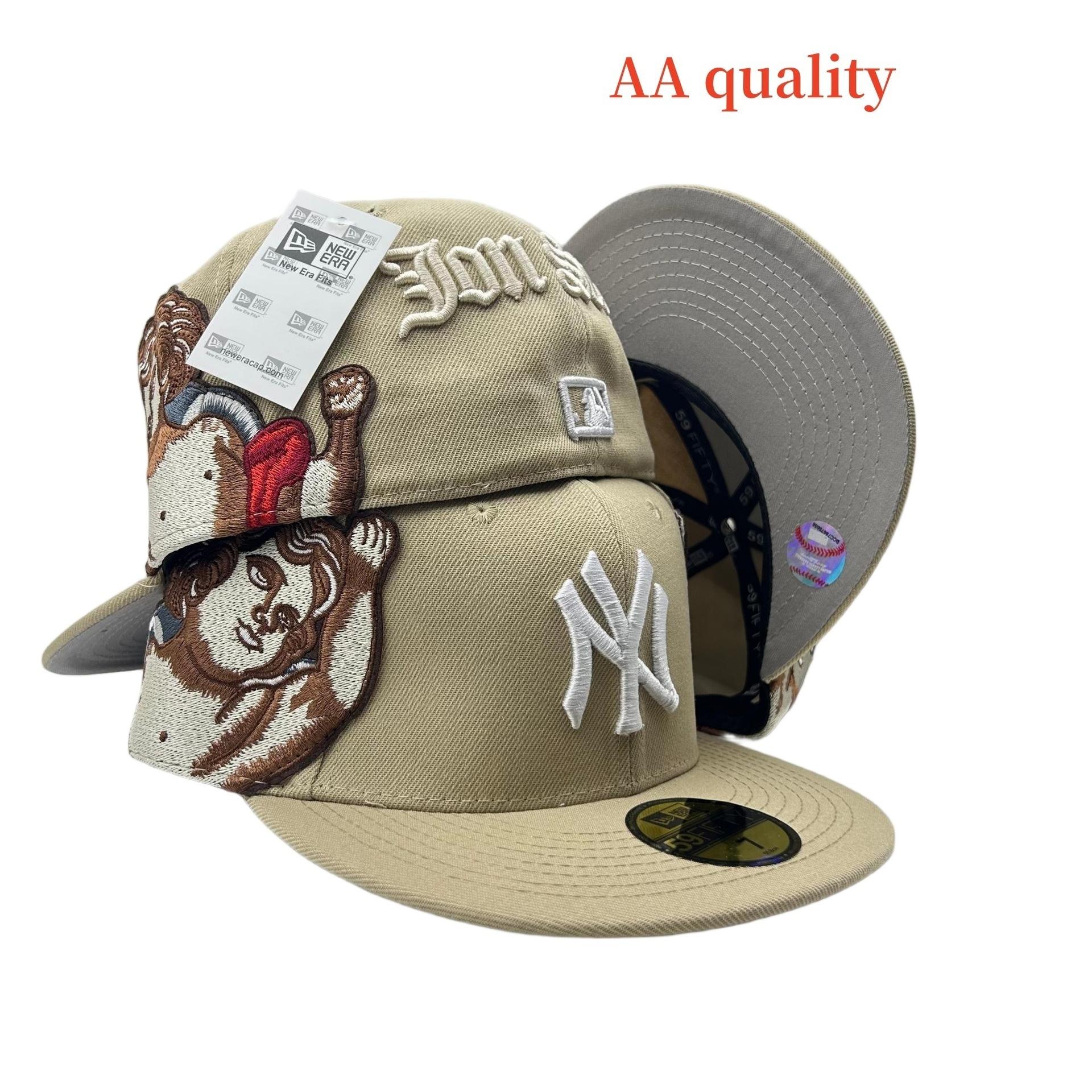 AA Fitted Kappen Jon Stan Angel Fliegende Baseballkappe 3D Stickerei Passform Kappe Größe Kappe 7 3-8#(58.7cm) beige