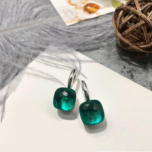 Ohrringe für Damen, Sterling-Silber 925, Luxus-Ohrringe, Schmuck für Damen, klassische, quadratische Ohrringe mit Kristallbonbons, Geschenk zu Weihnachten gray