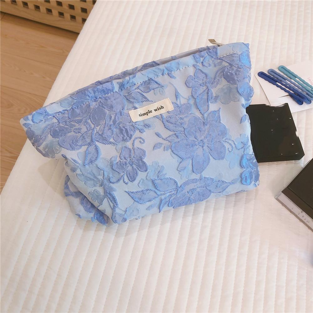1pc Mode Relief Blumen Druck Kosmetik Tasche Leinwand Waschen Tasche Große Kapazität Frauen Reisen Kosmetik Tasche Make-Up Lagerung taschen 27*18*5cm