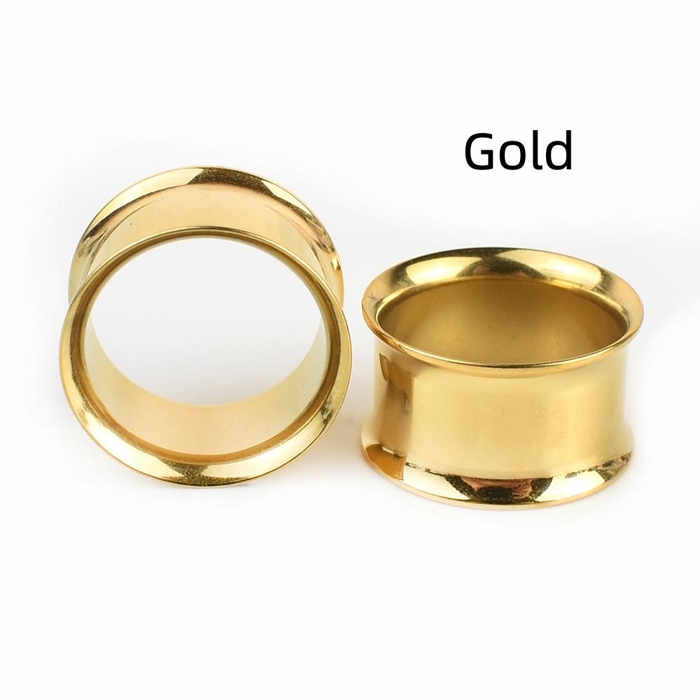 3–50 mm, 2 Stück, Ohrstöpsel, Tunnel, Messgeräte, Edelstahl, Ohrdehner, Körperpiercing-Schmuck für Damen und Herren 18mm gold