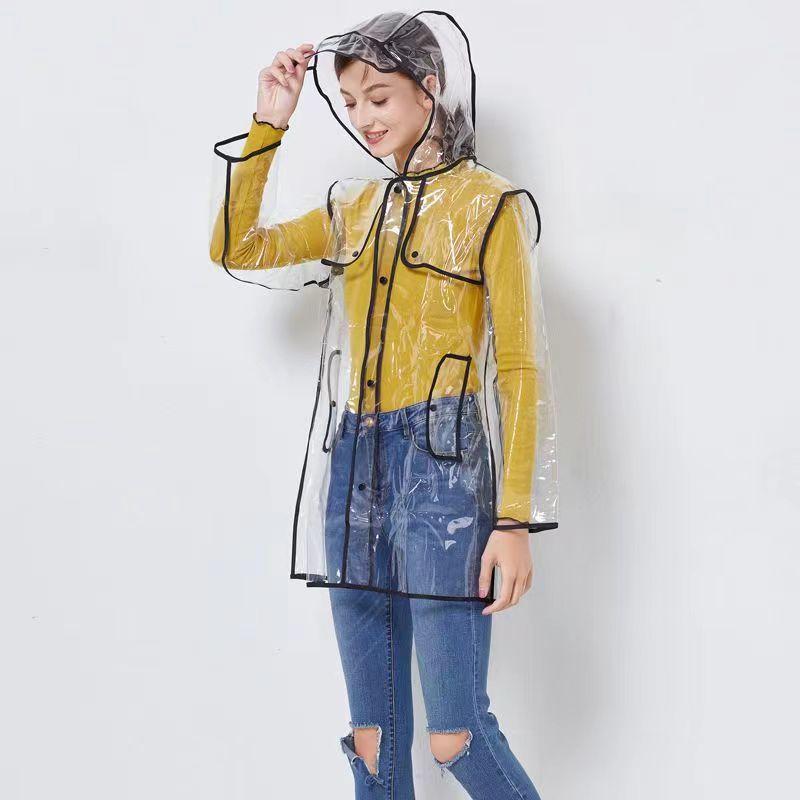 Mode EVA Transparent Regenmantel Outdoor Damen Regenmantel Jacke Wasserdicht Erwachsene Männer Frauen Klar Poncho Wandern Biker Regenbekleidung M