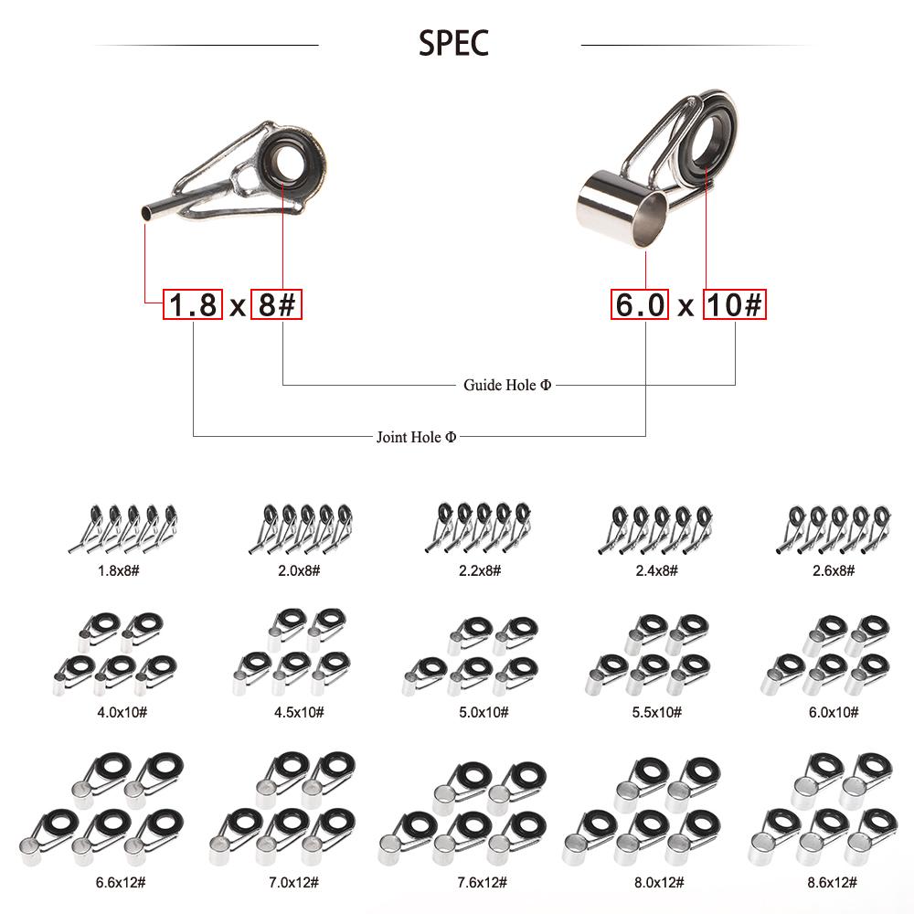 Lixada 75 Teile/schachtel 15 Größen Reparaturset Angelrute DIY Augenringe Angelrute Tackle