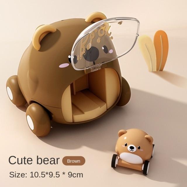 Montessori Baby Spielzeugautos für 1 Jahr alte Kleinkinder Geburtstagsgeschenk Spielzeug Cartoon Auto für Babys Jungen Interaktives Spielzeug für Kinder Kinder