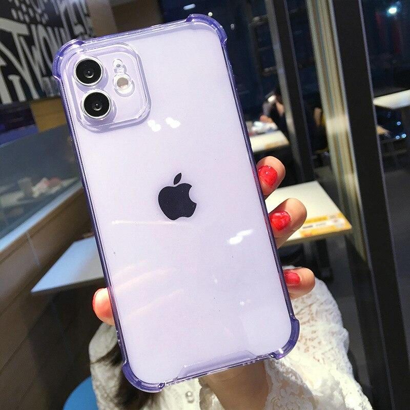 Stoßfeste transparente TPU-Abdeckung für iPhone 15 14 13 Pro Max 12 Mini Handyhülle für iPhone 11 Pro Max Xs XR X 7 8 Plus 6 6s Soft Cover iPhone 12 Mini violett