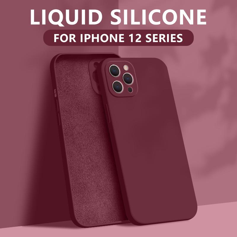 Neue Weiche Flüssigsilikon Handyhülle mit Kameraschutz Stoßfest Für iPhone 16 14 Pro 15 12 Pro MAX 11 Pro SE 2 2020 XR XS 7 8 Plus 16E Air 17 iPhone 14 Pro Max weinrot