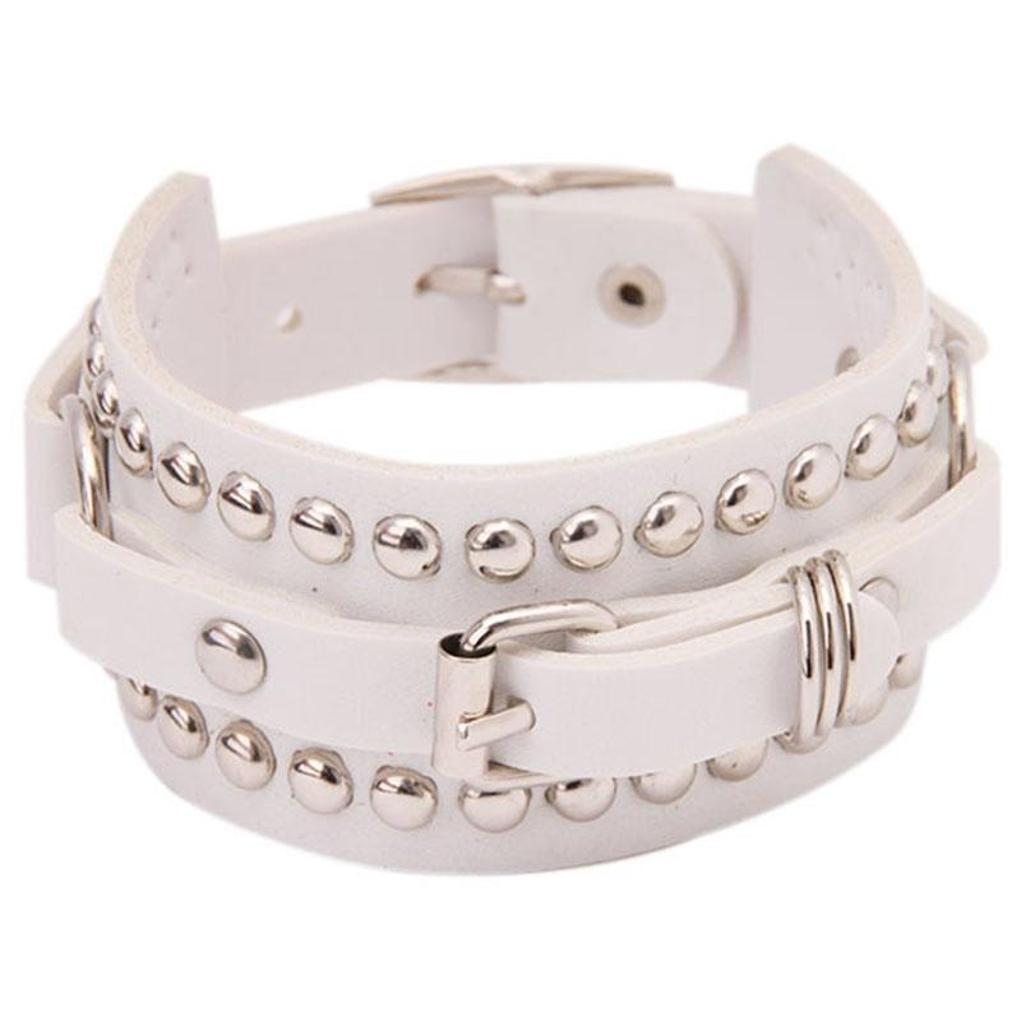 Mode Punk-Stil Nieten Schnalle Gürtel Kette Charm Lederarmbänder beste Geschenke weiß
