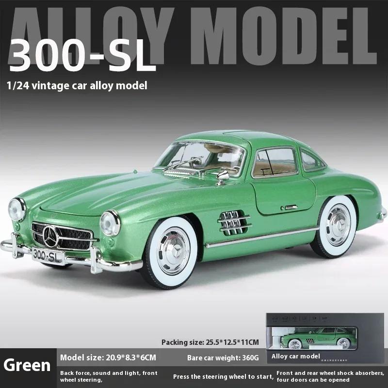 1/24 Mercedes-Benz 300SL 1936 Oldtimer Legierung Diecast Automodell Sound Licht Kinderspielzeug Sammlerstücke Hobbys Geburtstagsgeschenke grün